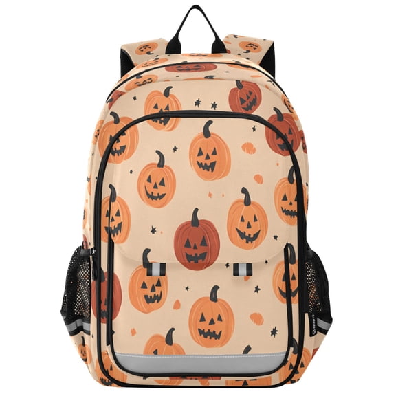 FORMRS Unisex School Backpack 17" Student Travel Bag with Laptop Compartment, Colorful Halloween Pumpkin Pattern