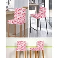 thumbnail image 5 of Pink Red Love Heart Valentines Bar Stool Covers Set of 6, Watercolor Love Heart Stretch Washable Bar Chair Covers with Backs, Removable Pub Counter Height Chair Cover for Kitchen Dining Room Cafe, 5 of 7