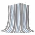 thumbnail image 6 of Blue Grey Stripes Blanket Soft Cozy Warm Throw Blanket for Couch, Plush Fuzzy Flannel Fleece Blankets for Sofa, Simple Striped Lines Minimalist Modern Bed Blankets Lightweight Gifts for Men, 50"x80", 6 of 9