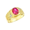 thumbnail image 3 of RYLOS Men's Rings 14K Yellow Gold Designer Nugget Ring Oval 9X7MM Gemstone & Diamonds  Ruby July Birthstone Rings For Man Size 11, 3 of 7