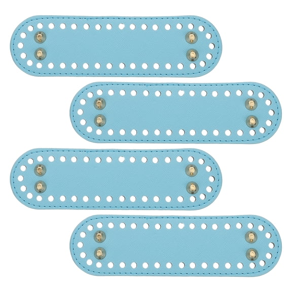 Uxcell 4Pcs Crochet Bag Bottom, 2"x7.1"Oval Purse Bottom Leather Bag Bottom Shaper Pad with Holes Knitting Crochet Bag Cushion Base for DIY Handbag Purse Making Supplies, Blue