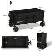 Sekey 48L Beach 400L Extended Collapsible Wagon Cart Load up to 440lbs, Utility Foldable Wagon, Heavy Duty Folding Wagon with Big All-Terrain Wheels & Drink Holders, Black