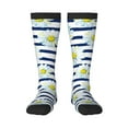 thumbnail image 2 of Lsque Daisy Striped Nautical Printed Crew Socks Men's Women's LightWeight Thin Casual Calf Socks ,Knee High Socks,Cotton Socks, 2 of 9