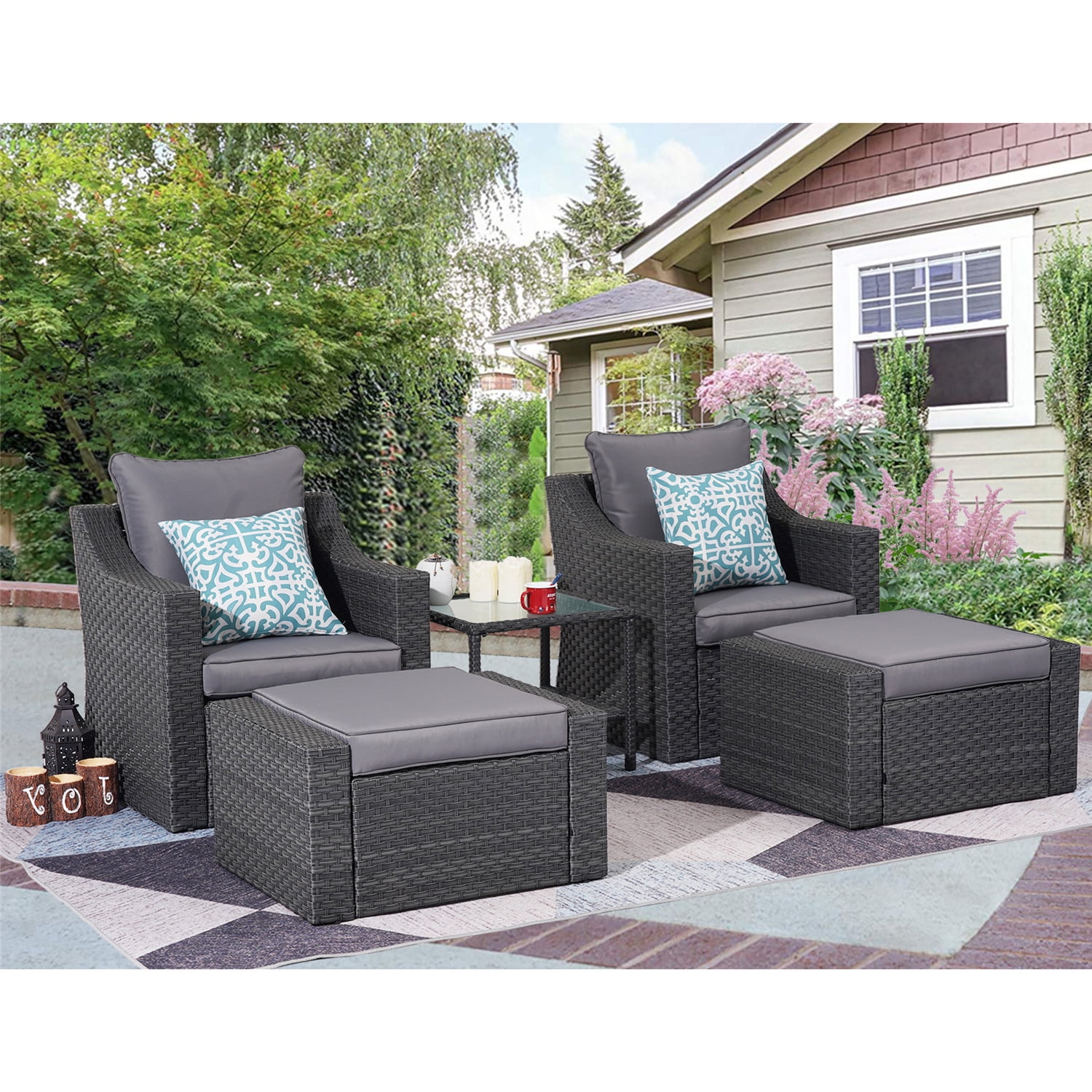 Buy Sunvivi 5 Pcs Outdoor Patio Furniture All Weather PE Rattan Wicker