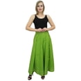 thumbnail image 4 of Bimba Jupe Verte en Coton pour Femme, Motif Gota Patti, Taille à Cordon et Franges - L, 4 of 5