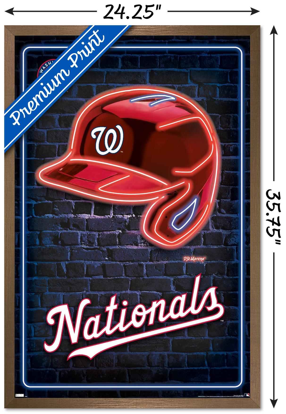 MLB Washington Nationals - Neon Helmet 23 Wall Poster, 22.375" x 34" Framed