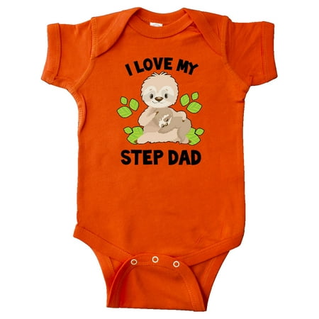 

Inktastic Cute Sloth I Love My Step Dad with Green Leaves Gift Baby Boy or Baby Girl Bodysuit