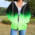 thumbnail image 2 of safuny Womens Zip Up Hoodies Coats Long Sleeve Gradient Oversized Sweatshirts Jacket with Pockets Fall Fashion Clothes Green _f S, 2 of 6