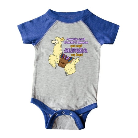 

Inktastic Cute Jumping Alpaca-Auntie and Uncle s You Say ALPACA my bags! Gift Baby Boy or Baby Girl Bodysuit