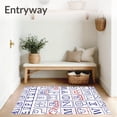 thumbnail image 3 of ODIKA 5'x7' Machine Washable Non-Slip Area Rug, Oval Letter Grid with Bold Alphabet Characters and Cheerful Motifs High Traffic Rug with Pad, Blue, 696933, 3 of 8