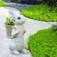 thumbnail image 6 of oshhnii Easter Bunny Figurine Garden Flower Pot Flower Basket Craft Outdoor Ornament for White, 6 of 9
