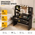 thumbnail image 4 of Vanity Desk Set with Mirror and Lights, Makeup Vanity Table with 2 Large Drawers& Charging Station, Modern Vanity Dressing Table with Stool for Bedroom, Black, 4 of 9