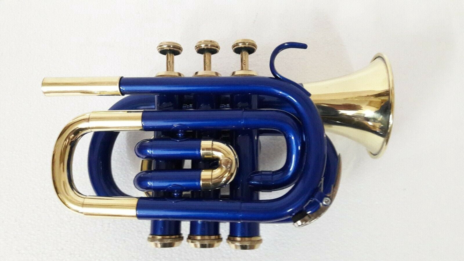 SAI MUSICAL POCKET TRUMPET Bb_PITCH BLUE BRASS WITH FREE HARD CASE + MP-78
