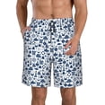 thumbnail image 2 of Uemuo Seaside Primary Color Pattern Men's Swim Trunks Hawaiian Beach Bathing Suit Swimsuits Beach Quick-Dry Shorts with Pockets-Large, 2 of 9