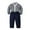 Dark Blue, variant on FRSASU Kids Clothes ,Autumn Winter Boys Stripe Long Sleeve Suspender Trousers Set Sling Gentleman Clothes Suit