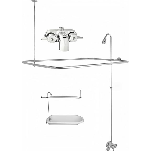 Add-A-Shower Kit for Claw foot Clawfoot Tub includes shower curtin surround Faucet set