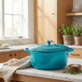 thumbnail image 2 of 6.4QT Enameled Cast Iron Dutch Oven Pot with Lid, Heavy-Duty Soup Pot for Stews, Braising, Roasting & Sourdough Bread Baking, Oven Safe up to 500°F - Light Blue, 2 of 4