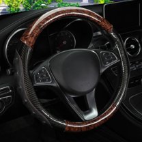 Peach Wood Grain Steering Wheel Cover Carbon Fiber Leather Breathable Anti-Slip Four Seasons Universal 15 Inch 38 cm Steering Covers