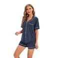 thumbnail image 6 of GEX 100% Cotton Pajamas for Women 2 Piece PJ Set Button-Down Short Sleeve Soft Knit Summer Sleepwear Loungewear S-XXL, 6 of 7