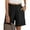 Black, variant on STARVNC Women Hollow Out Ruffle High Waisted Smocked Pocket Shorts