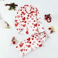 thumbnail image 2 of Womens Valentines Pajamas Sets Trendy Heart Pattern Long Sleeve Sleepwear Button Down Long Pants Loungewear Soft 2 Piece Pj Set, 2 of 8