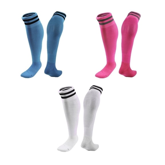 Lian LifeStyle 3 Pairs Knee High Sports Socks for Soccer, Softball, Baseball, Soccer, and Many Other Sports XL002 Size M LightBlue,Rose,White