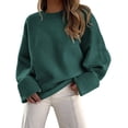 thumbnail image 1 of Suéter PRETTYGARDEN Oversized Peludo Cuello Redondo Verde Oscuro XS, 1 of 8