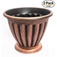 thumbnail image 2 of Sapphire Set of 2 Large Combination Rustic Look Plastic Planter 14X11 inches with Wide Base Flowerpot Nursery for Garden Patio Office and Home Decor (Copper-C), 2 of 2