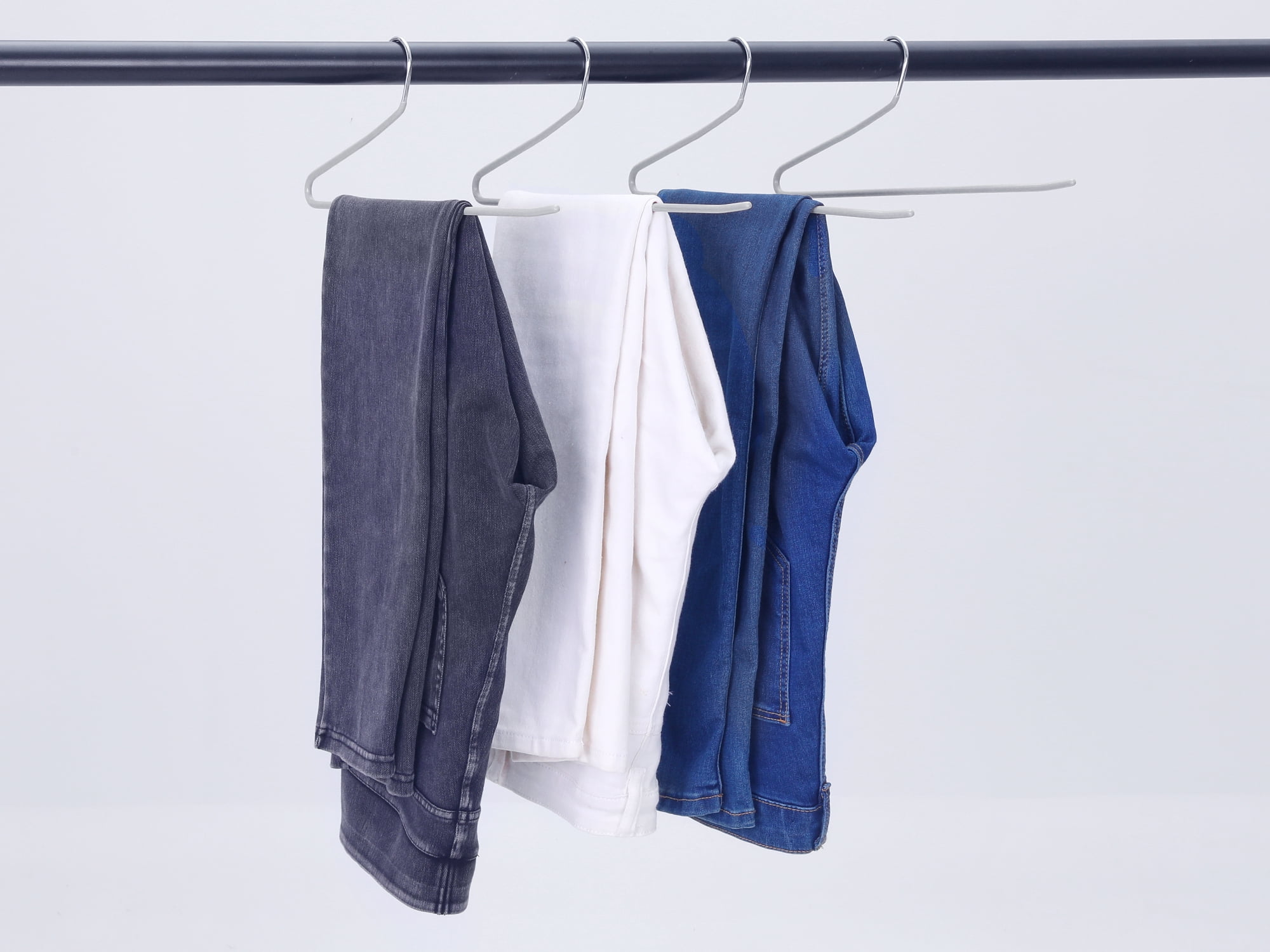 Unique Bargains Metal Clothes Hangers Open-Ended Non-Slip Hangers 10 Pcs Gray