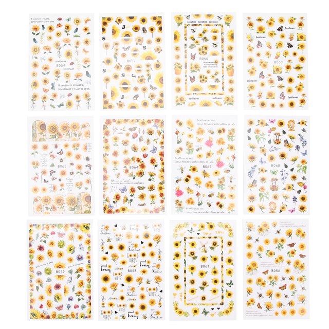 Juego de 12 pegatinas para decoración de uñas para manicuras creativas, potenciadores de belleza DIY Sunflower Glam