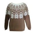 thumbnail image 4 of TrendOFT Women's Fair Isle Sweater Casual Crewneck Long Sleeve Lightweight Vintage Knit Jumper Tops Coffee S, 4 of 4