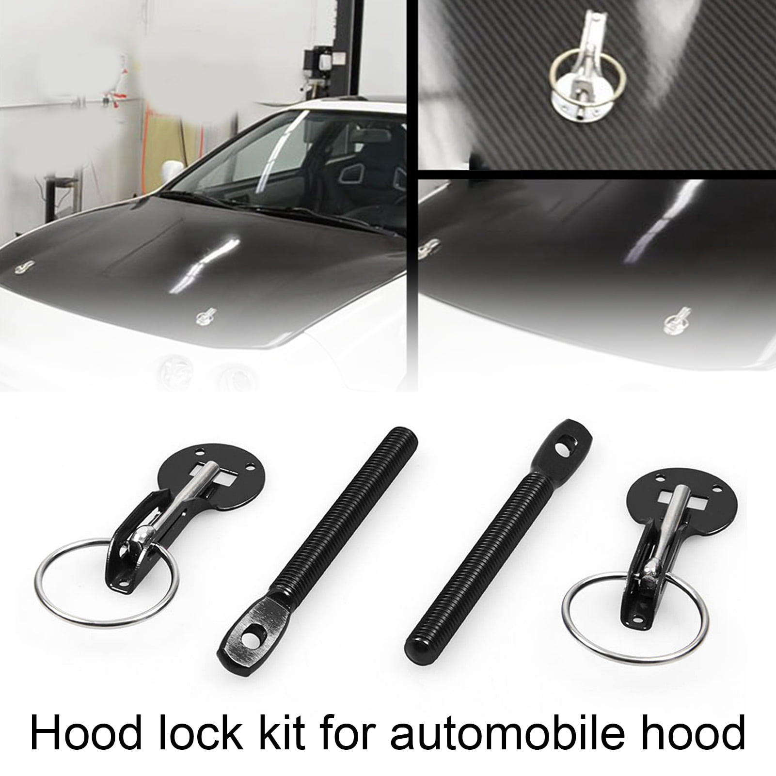 Racing Aluminum Mount Hood Pins Bonnet Lock Latch Kit Universal For Car Vehicles