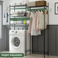 thumbnail image 2 of Kselythan Over Washer and Dryer Shelves,57.4" W Heavy Duty Laundry Room Storage Organization Clothes Drying Rack,Height Adjustable Towel Racks with Hamper and Hooks,Space Saving Shelf, 2 of 7