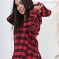 thumbnail image 2 of Camisa de franela a cuadros para mujer Blusa de franela para mujer Camisa de franela a cuadros para mujer con Toca Deng Xun unisex, 2 of 2