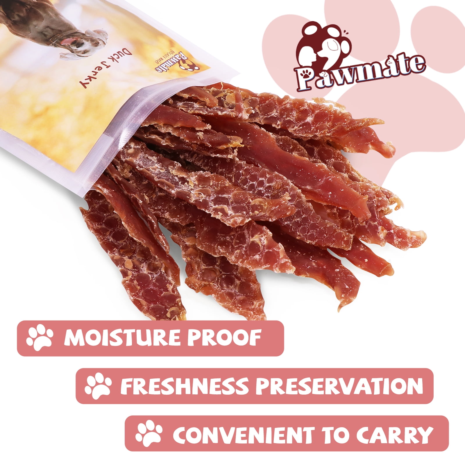 (2 pack) Pawmate Duck Jerky Dog Treats, High Protein Pure Duck Meat for Small Medium Large Dog, 11 oz