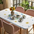 thumbnail image 3 of Easter Rabbits Eggs Table Cloths for 5 Foot Rectangle Tables, Watercolor Floral Daisy Bunny Bow Spring Patio Waterproof Elastic Fitted Tablecloths, Washable Rectangular Table Cover for Camping, 3 of 8