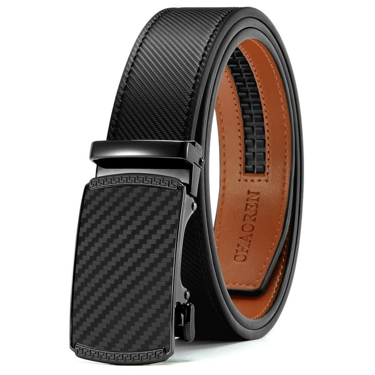 Mens Designer Belts Leather Fashion Ratchet Belt with Automatic Slide Buckle