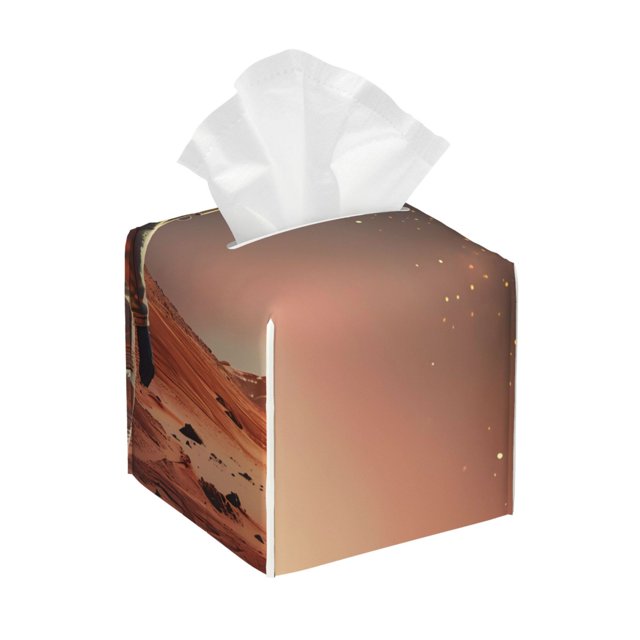 Balery Astronaut On Mars A Porta Pañuelos de Cuero con Estampado – Funda Moderna Cuadrada para Caja de Pañuelos, Dispensador 5x5x5''