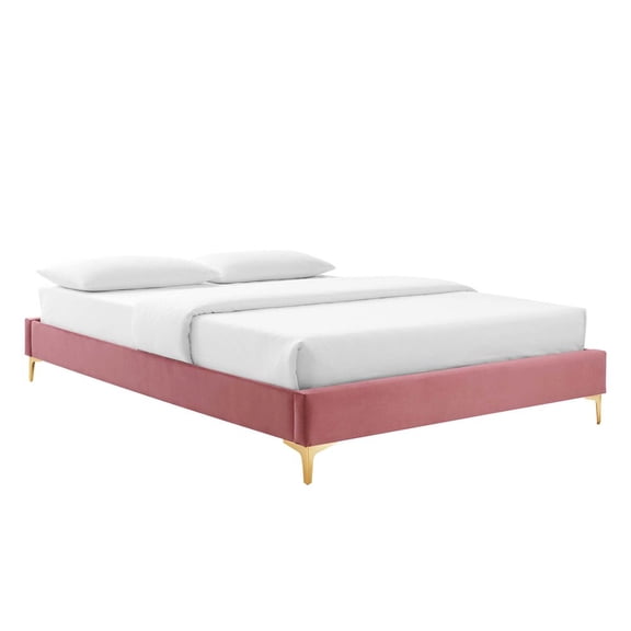 Modway Sutton Queen Modern Performance Velvet Bed Frame in Dusty Rose