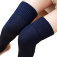 thumbnail image 2 of MZXELPRJD No Show Socks Womens Adult Knitting Solid Color Knee-High Socks Cotton Fashion Long Stockings, Socks Womens Size 9-11 Blue, 2 of 3