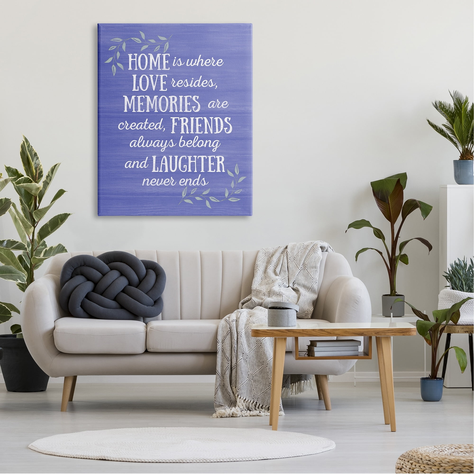 Stupell Industries Home Memories Friend Laughter Quote Blue Botanicals , 36 x 48, Design by Sundance Group, LLC