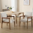 thumbnail image 5 of Guyou Mid Century Modern Dining Chair Set of 2, Farmhouse Linen Upholstered Kitchen Dining Side Chairs with Armrests, Solid Wood Accent Armchair for Dining Room Living Room Kitchen Bedroom, White, 5 of 10