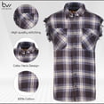 thumbnail image 3 of BIKER WEAR USA Plaid Flannel Casual Shirt– 100% Cotton Sleeveless Shirts for Men, 3 of 7