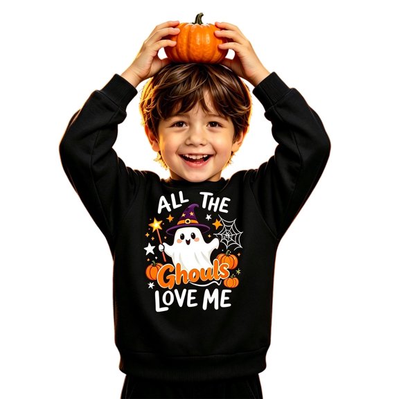Kiijoy Boys Halloween Sweatshirt Kids Cute Crewneck Pullover, Black, Sizes 12-24M