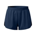 thumbnail image 4 of Cagogo Women Plus Size Elastic Waist Shorts with Pockets Quick Dry Sporty Running Yoga Workout Lounge Casual Athletic Bottoms, Navy S, 4 of 7