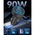 thumbnail image 2 of [4 in 1] USB C Car Charger, 4-Port 90W Super Fast Charging Cigarette Lighter Adapter, Dual 45W USBC & USB-A Multiport Car Phone Charger Accessories for iPhone 16e 16 15 14 13 12, iPad, Samsung Tablet, 2 of 7