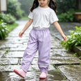 thumbnail image 2 of SGFCWSX Girls Rain Pants, Waterproof Windproof Loose Fit Elastic Waist Lightweight Reflective Strips Outdoor Mud Pants for Outdoor Purple Size 12M, 2 of 9