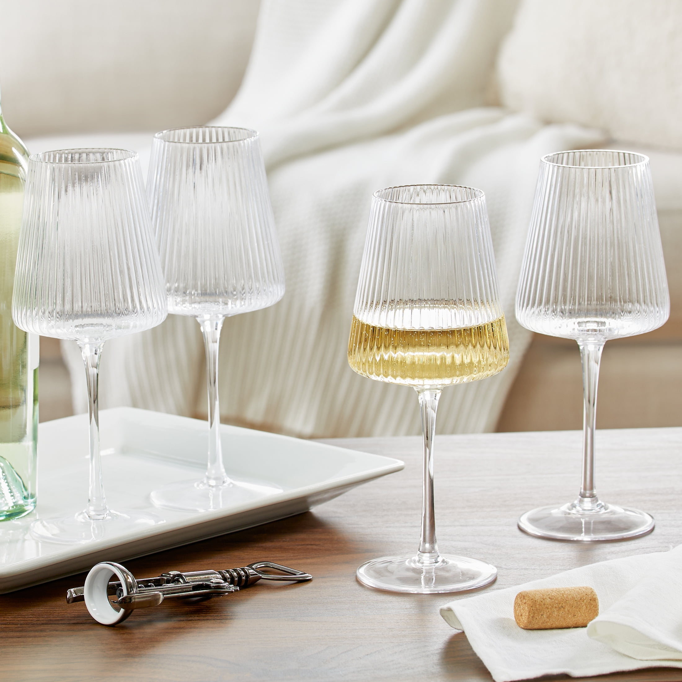 Better Homes & Gardens 17 oz Ribbed Wine Glass, Clear