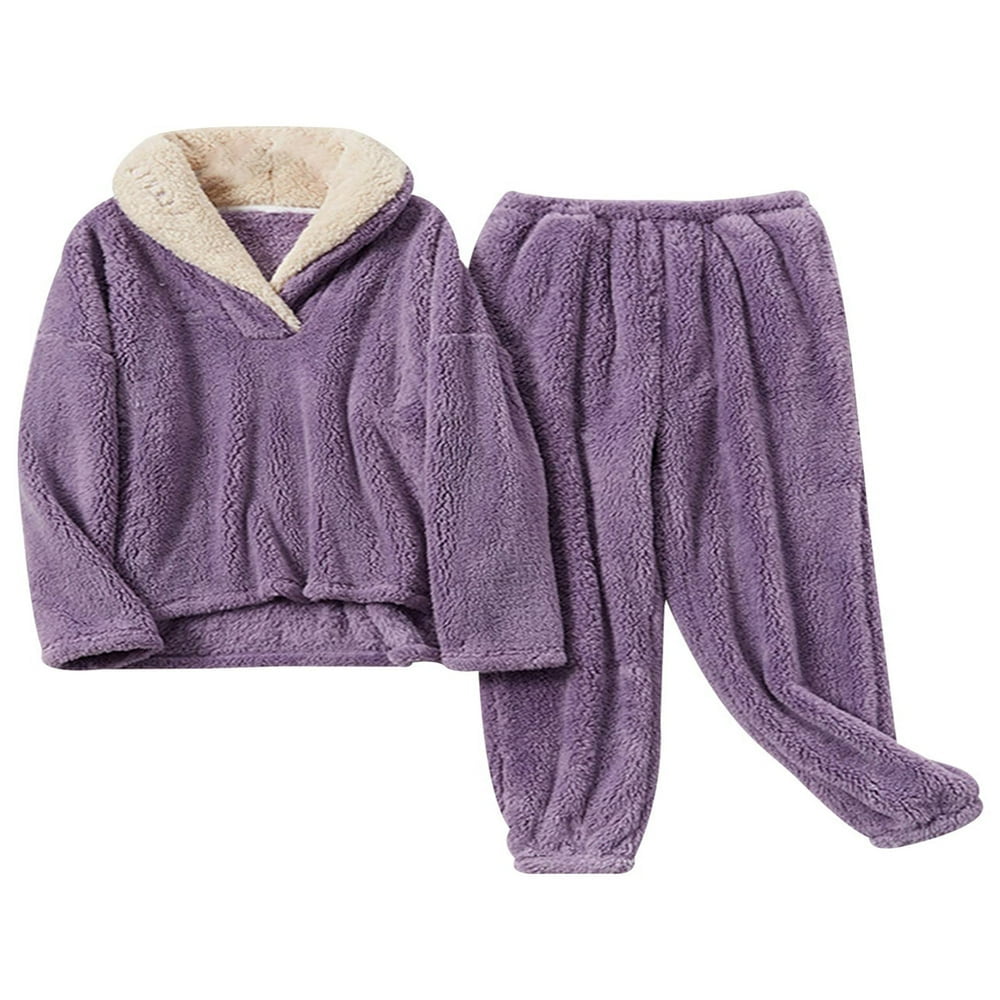 Vêtement Maison Cadeau Noël TOMEEK - Pyjama Femme Hiver En Pilou Polaire - Ensemble 2 Pièces Chaud Et Doux, Idéal Pour La Maison Pyjama Femme Coton