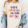 thumbnail image 2 of Christian Shirts for Women Jesus God is Within Her Faith Inspirational Bible Verse Religious Graphic Tee Tops, Women's Graphic Tee 100% Cotton by TBun, Full Sizes S-5XL, 2 of 5